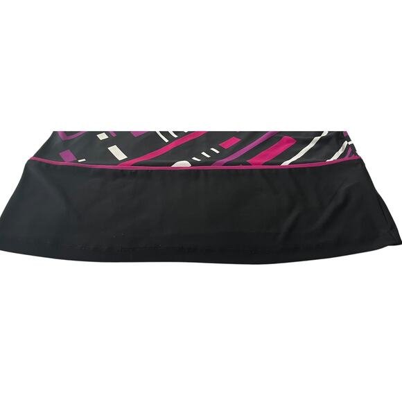 R&K CAP SLV ROUND NECK WAIST TIE, WOMENS, S, BLACK, PURPLE, WHITE GEO PATTERN - Picture 10 of 12